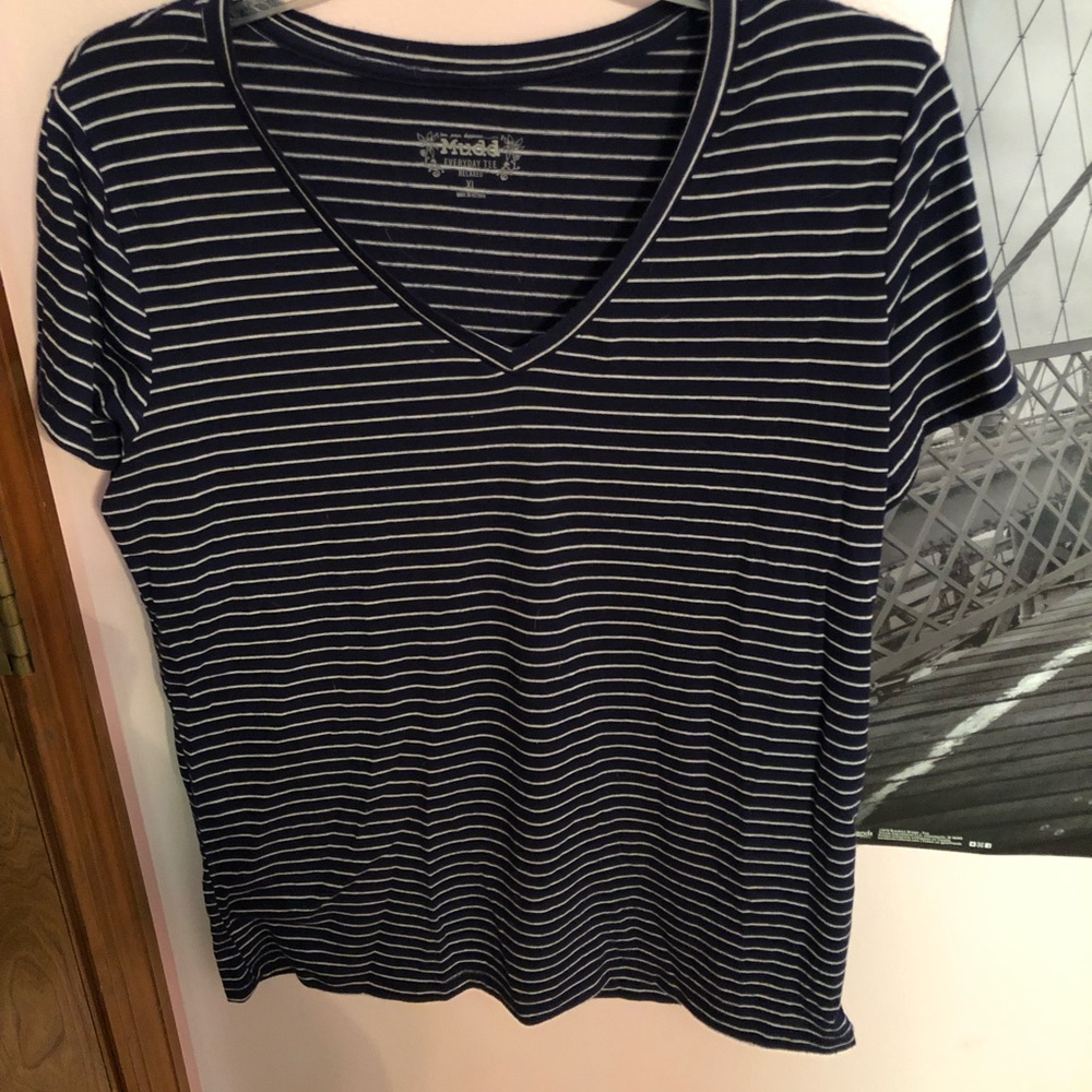 blue striped t-shirt